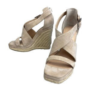 Charles David Heels Sandals Womens 7.5 Nude Esper Wedge Strappy Boho